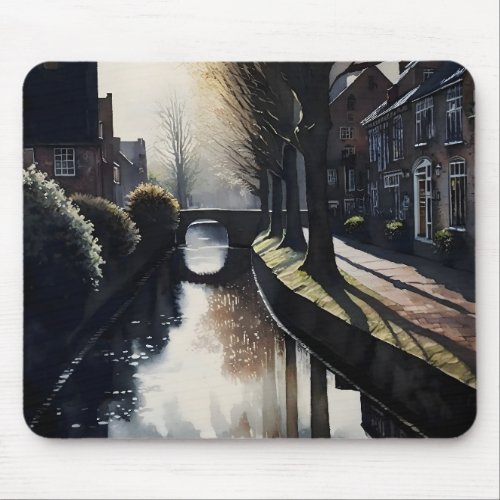 Old City Canal and Bridge Mouse Pad