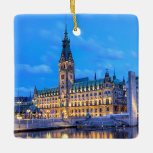 Old City Hall on Rathausmarkt in Hamburg, Germany Ceramic Ornament