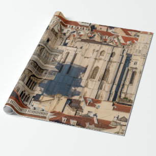 Old city of Lisbon with view tower and church ruin Wrapping Paper