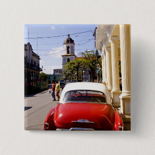 Old classic American auto in Guanabacoa a town Pinback Button