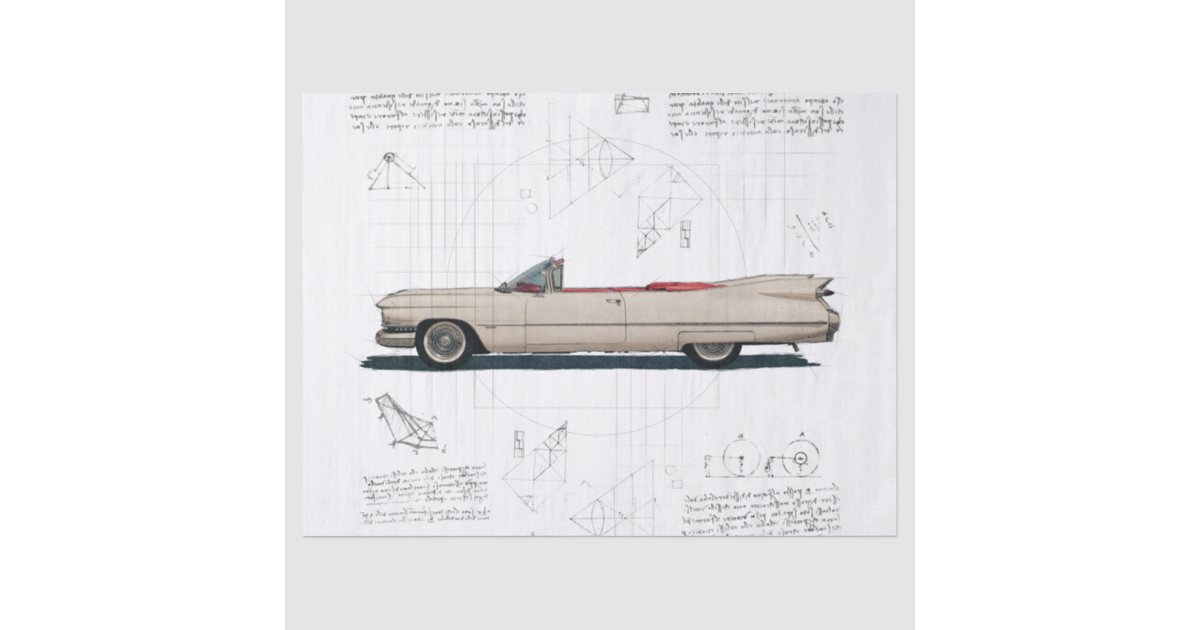Old Classic Cadillac Convertible Car Decoupage Tissue Paper | Zazzle