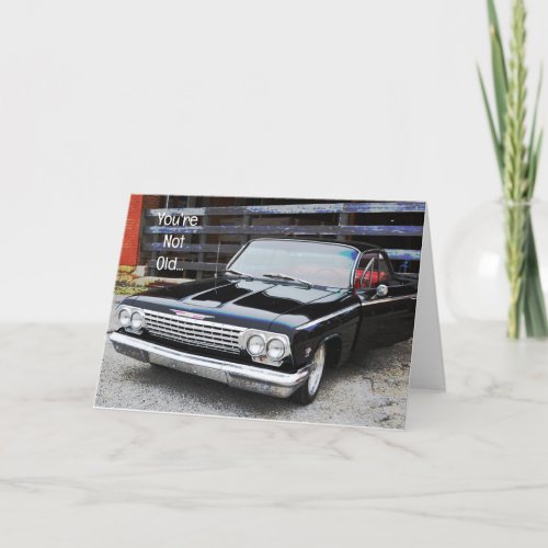 Old Classic Car Black Vintage Impala Fun Birthday Card