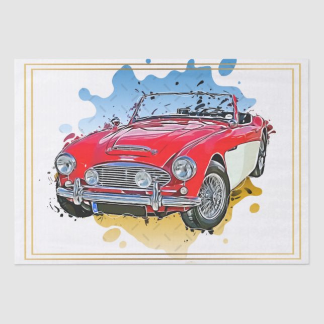 Old Classic Car Decoupage Tissue Paper (Front)