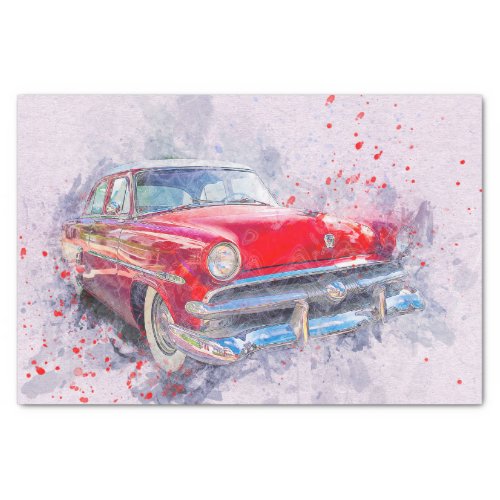 Old Classic Car Decoupage Tissue Paper