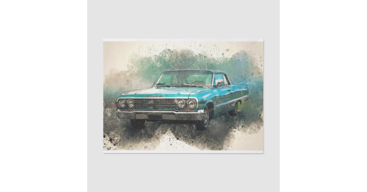 Old Classic Car Decoupage Tissue Paper | Zazzle