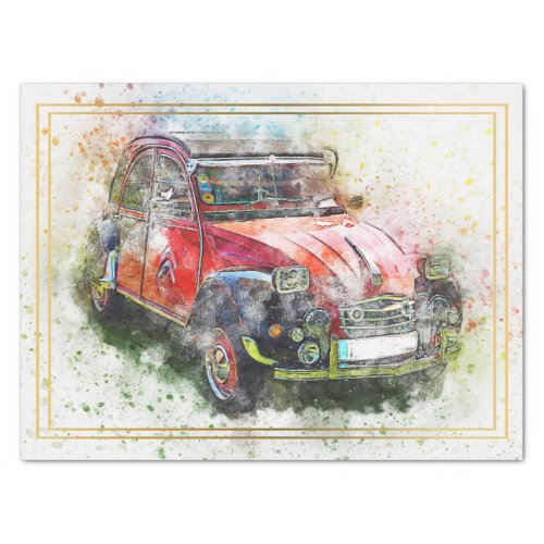Old Classic Car Decoupage Tissue Paper
