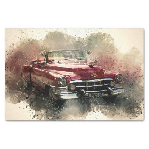 Old Classic Car Decoupage Tissue Paper