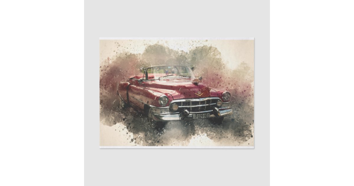 Old Classic Car Decoupage Tissue Paper | Zazzle