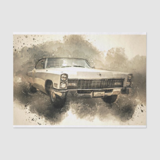 Old Classic Car Decoupage Tissue Paper (Front)