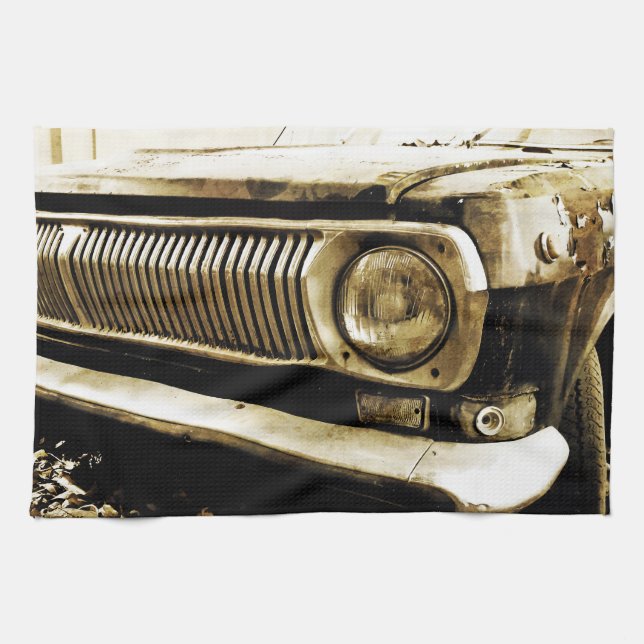 Old Classic Car Headlight #2 Kitchen Towel (Horizontal)