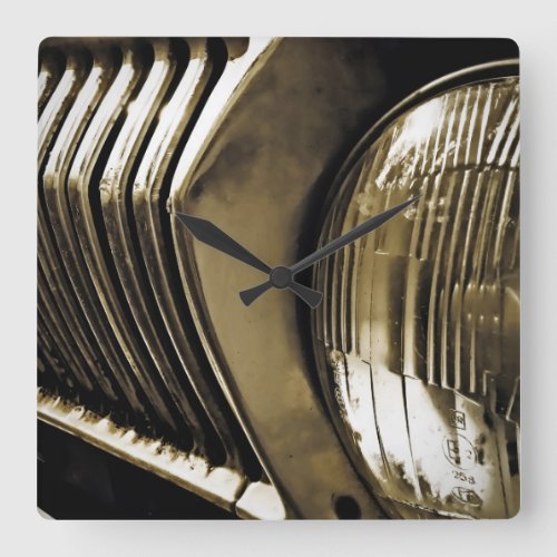 Old Classic Car Headlight Square Wall Clock