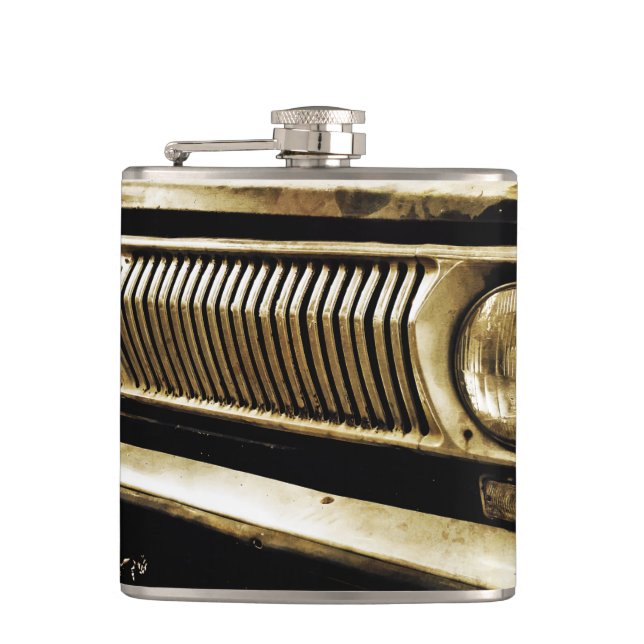 Old Classic Car Headlights Flask (Front)