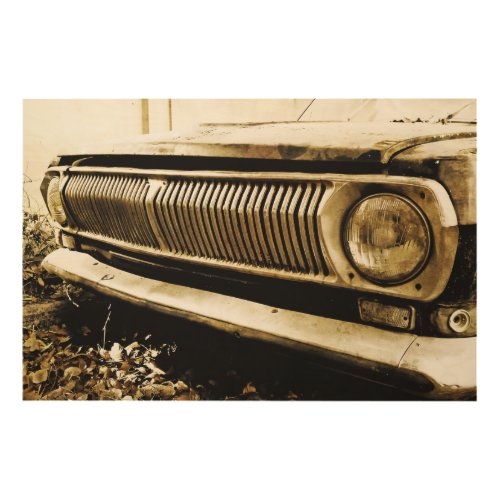 Old Classic Car Headlights Wood Wall Decor