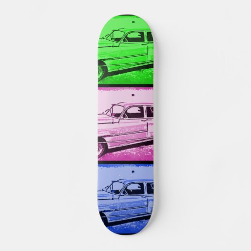 Old Classic Car Watercolor Pop Art Print Skateboard