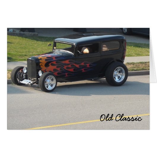 Old Classic Car with Flame Job Cards (Front Horizontal)