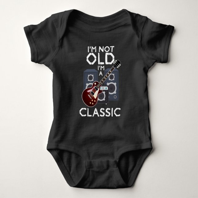 Old Classic Guitar Birthday Guitarist Musician Baby Bodysuit (Front)