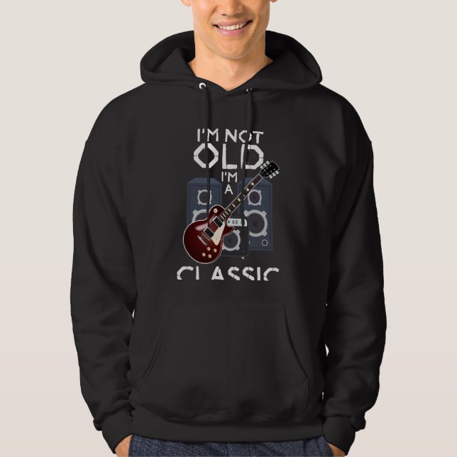 Old Classic Guitar Birthday Guitarist Musician Hoodie (Front)
