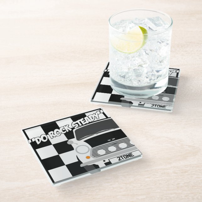 Old Classic Original Ska Mini Cooper Glass Coaster (Angled)