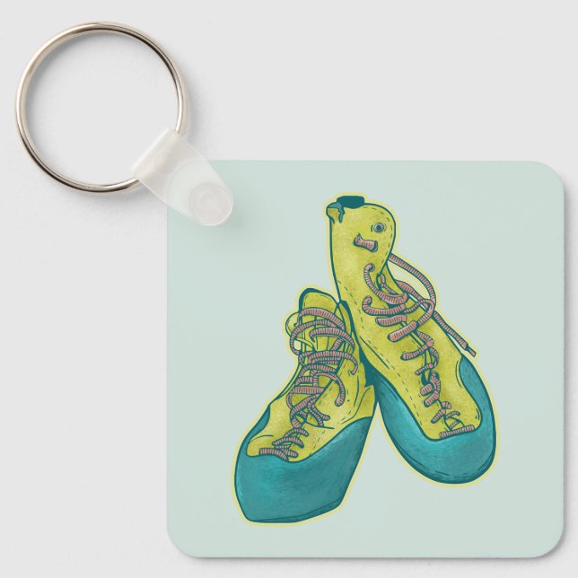 Old climbing shoes rock climbing keychain (Front)
