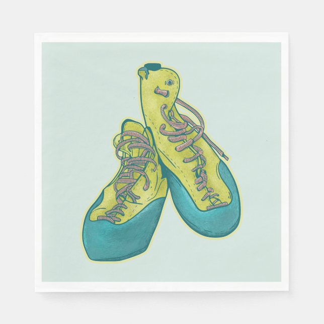 Old climbing shoes rock climbing napkins (Front)