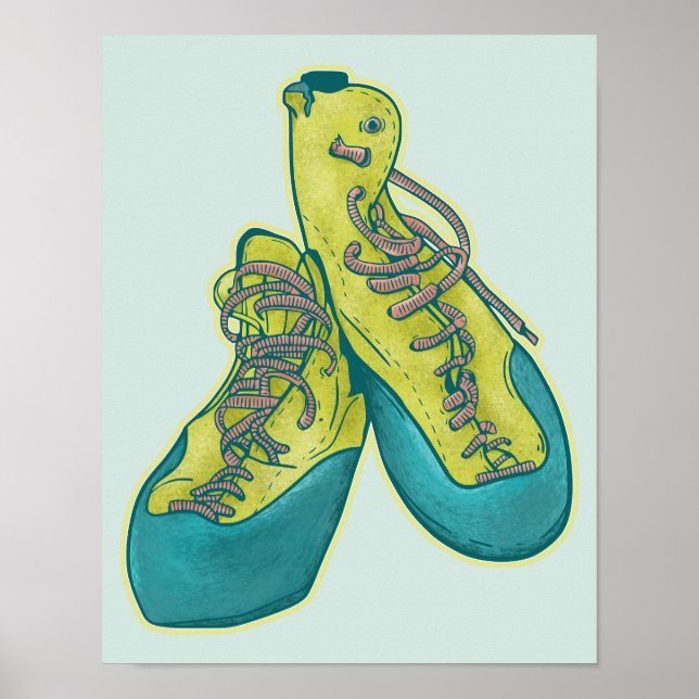 Old climbing shoes rock climbing poster (Front)