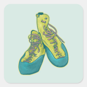 Old climbing shoes rock climbing square sticker