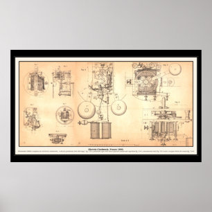 Old Clockwork Diagram Poster