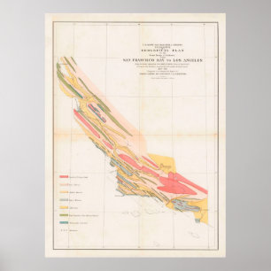 Old Coastal California Geology Map (1856) Poster