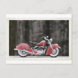 Old color motorcycle photo postcard