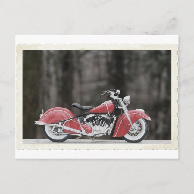 Old color motorcycle photo postcard (Front)