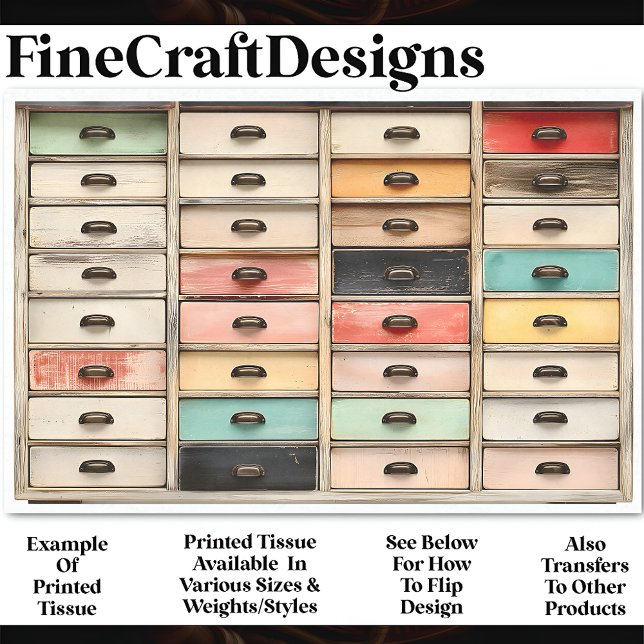Old Colorful Drawer Wood Unit AT6 Decoupage Tissue Paper (Creator Uploaded)