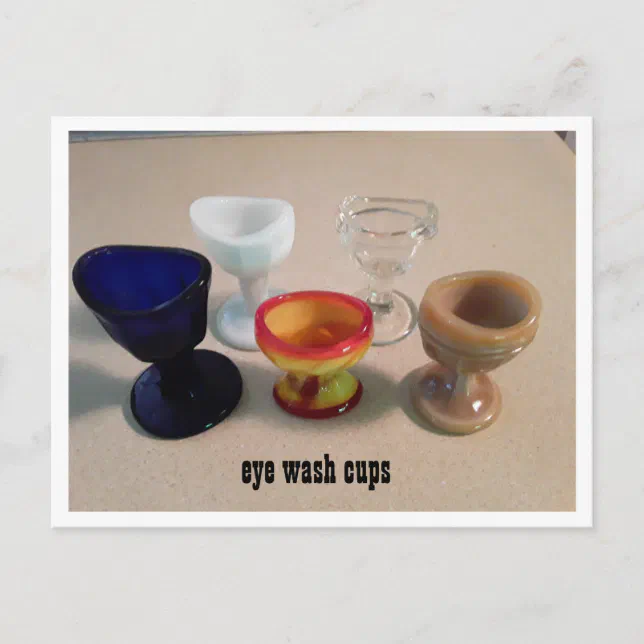 old colorful glass eye wash cups postcard Zazzle