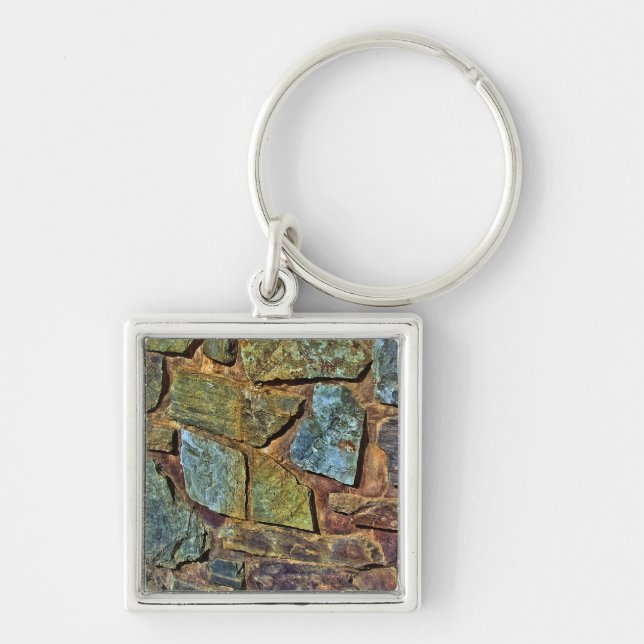 Old colorful stone wall texture keychain (Front)