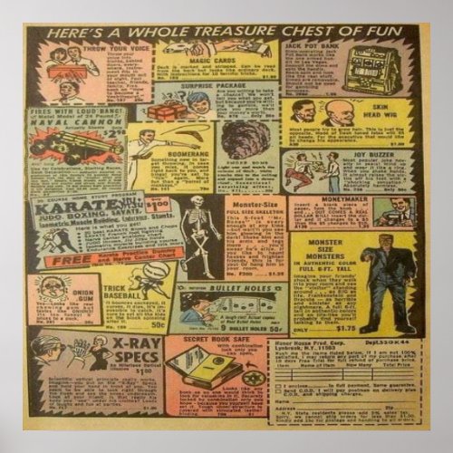 Old Comic book Ads Poster