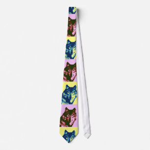 Old Comic Dot Style Pop Art Wolf Neck Ties