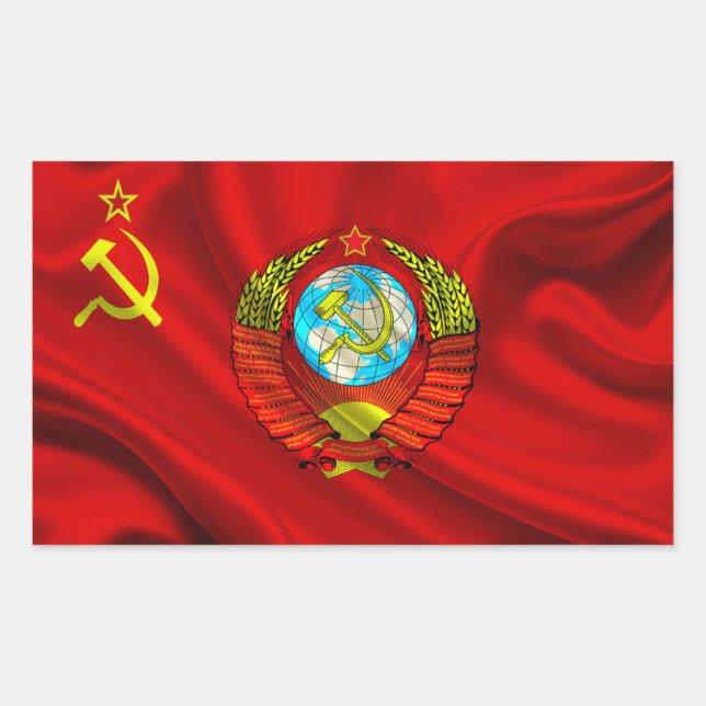 Old Communist USSR Flag Fabric Rectangular Sticker (Front)
