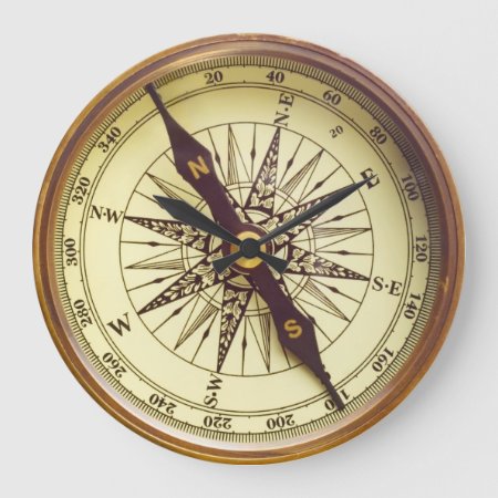 Old Compass Large Clock