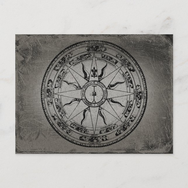 Old Compass Rose (B&W) Postcard (Front)