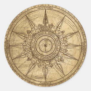 Old Compass Rose Classic Round Sticker