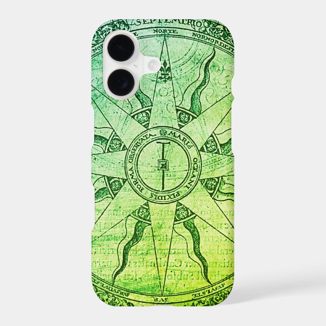 Old Compass Rose Green iPhone Case (Back)