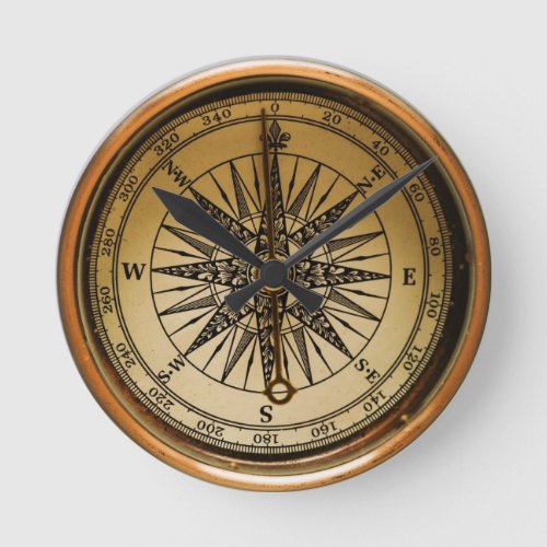 Old Compass Round Clock