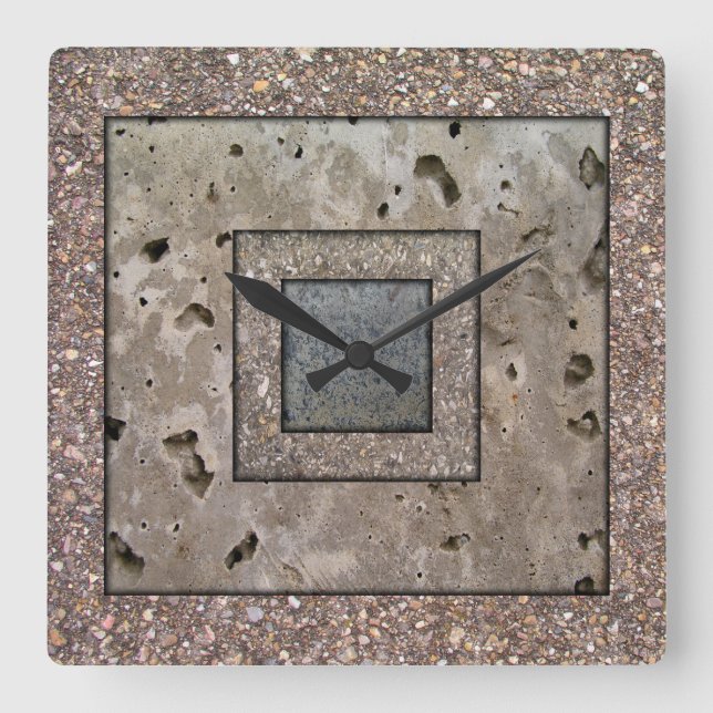 Old Concrete Square panel Wall Clock (Front)