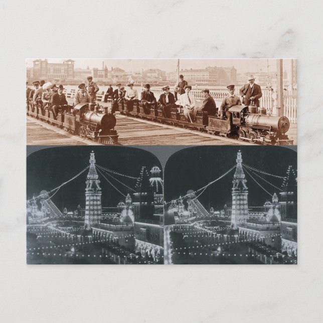 Old Coney Island Trains,  Luna Park Image Postcard (Front)