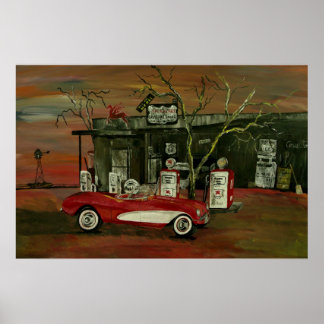 Old Convertible Stingray Corvette Poster Print