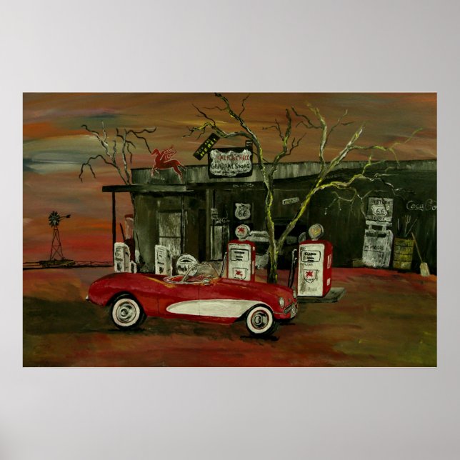 Old Convertible Stingray Corvette Poster Print (Front)