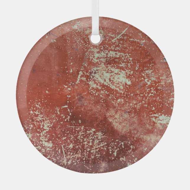 Old Copper: Vivid Metal Texture. Glass Ornament (Front)