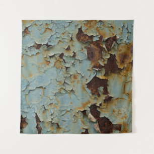Old, corroded rusty metallic background. tapestry