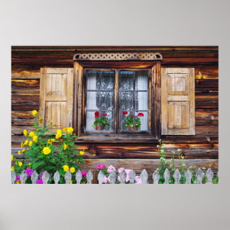 Old cottage window poster