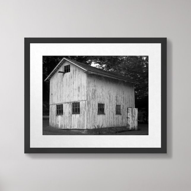 Old Country Barn Black And White Photography Framed Art (Framed Front)