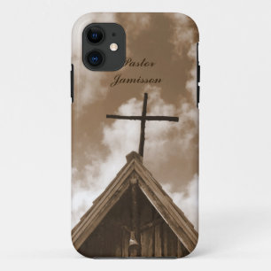 Old Country Church Sepia, Name, iPhone 11 Case